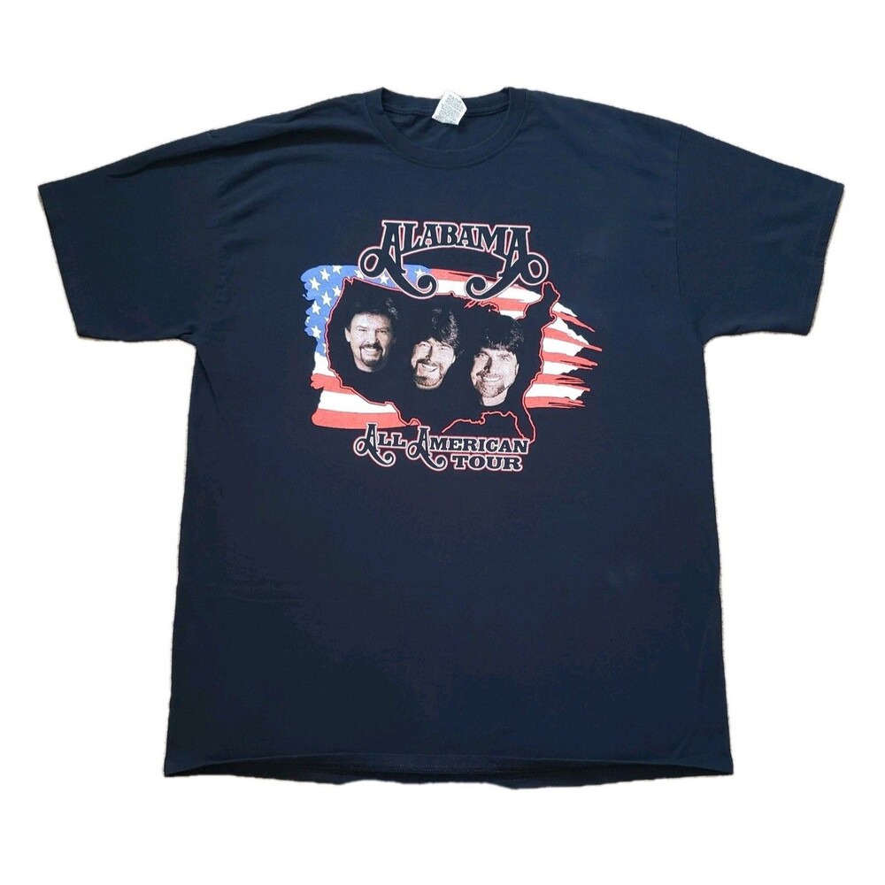 Vintage 2004 Alabama All American Tour Sz XL Mens Black Double Side T-Shirt Y2K